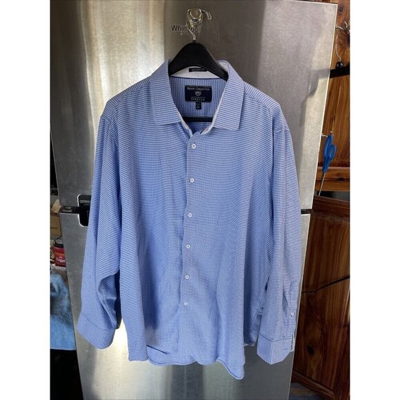Report Collection Performance Stretch modern Fit Shirt Men’s 18”34/35Blue Check - Picture 1 of 16